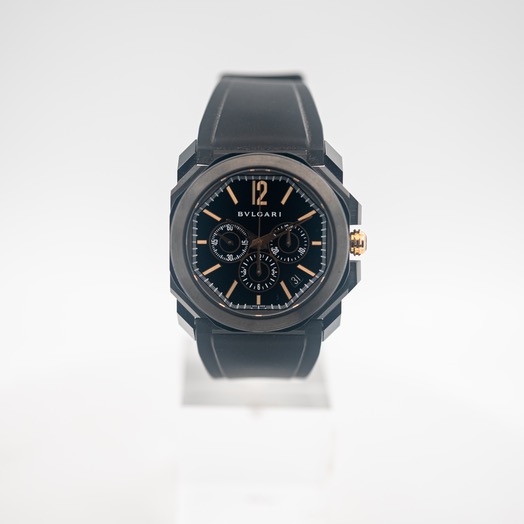 ブルガリ オクト 自動巻き ブラック 文字盤 ステンレス メンズ 腕時計 102630