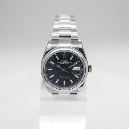 ロレックス デイトジャスト 自動巻き ブラック 文字盤 ステンレス メンズ 腕時計 126200-0004