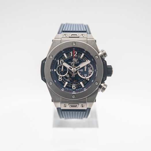 ウブロ ビッグ  バン 自動巻き ブルー 文字盤 チタニウム メンズ 腕時計 411.NX.5179.RX